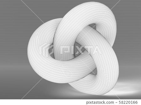 White torus knot with black wire-frame White torus knot with black wire-frame 58220166