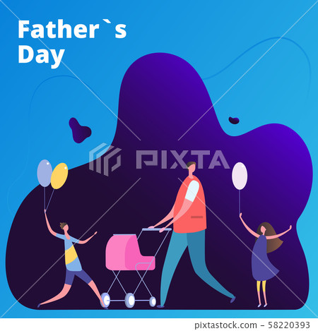 Fathers Day vector illustration with man and kids Fathers Day vector illustration with man and kids 58220393