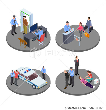 Security and police work isometric vector... - Stock Illustration ...