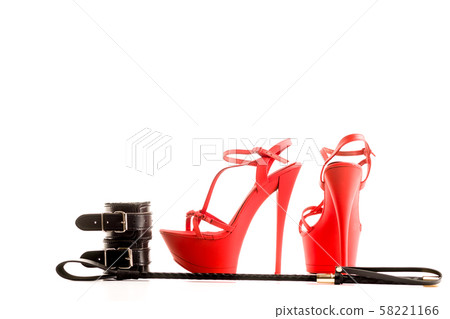 BDSM outfit for adult sex games. Red high-heeled 58221166