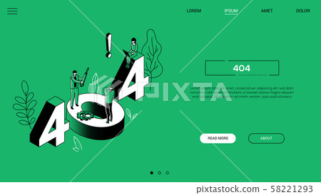 404 error isometric landing page colorful web banner 58221293