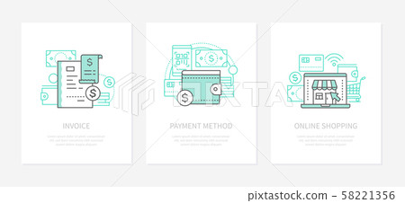 Banking operation - line design style icons set Banking operation - line design style icons set 58221356