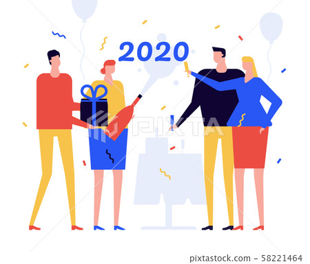 New Year 2020 celebration flat design style illustration 58221464
