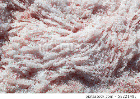 Natural white salt crystal texture on the sand, macro, close up. Salty lake shore background 58221483