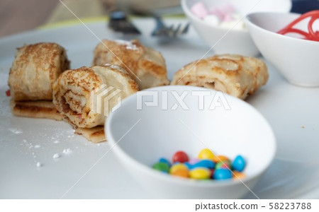 Fast food candy bar desserts during food festival. 58223788