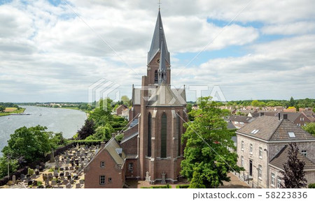 View over the Meuse to the castle keverberg and 58223836