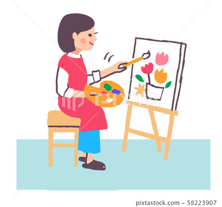 Woman drawing a picture 58223907