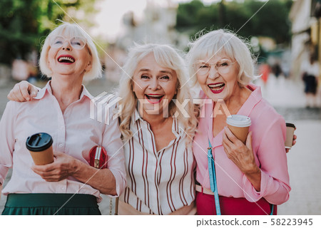 Happy elderly ladies are having fun together 58223945