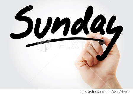Hand writing Sunday with marker Hand writing Sunday with marker 58224751
