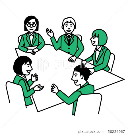 Man and woman meeting at a corner table Man and woman meeting at a corner table 58224967