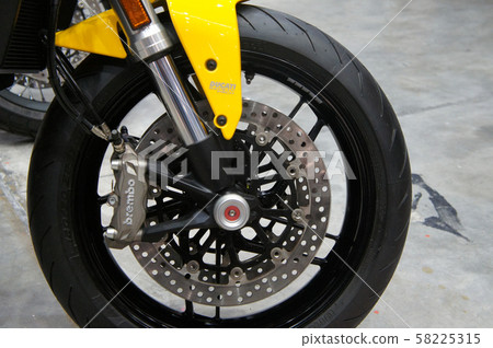 Selective focused of motorcycle front wheel disk brakes and its system. Its provide more grip to the tires and enable the riders to stop during an emergency. Selective focused of motorcycle front wheel disk brakes and its system. Its provide more grip to the tires and enable the riders to stop during an emergency. 58225315