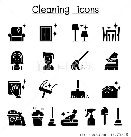 Cleaning & Hygiene icon set Cleaning & Hygiene icon set 58225808