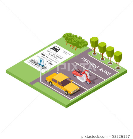 Isometric car parking zone vector illustration 3d Isometric car parking zone vector illustration 3d 58226137