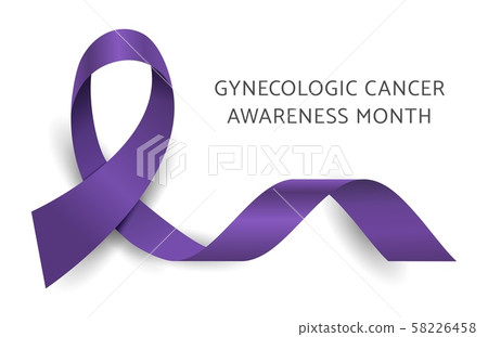 Violet purple ribbon. Gynecologic Cancer Awareness Month vector background. GCAM ribbon 58226458