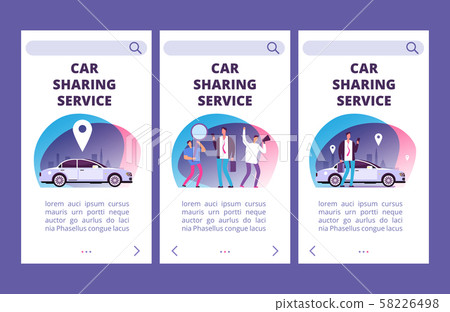 Car sharing service mobile app pages vector template Car sharing service mobile app pages vector template 58226498