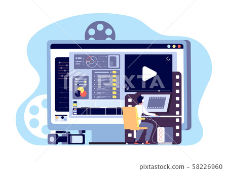 Video editor concept. Multimedia content production and footage editing. Making web page shoot 58226960