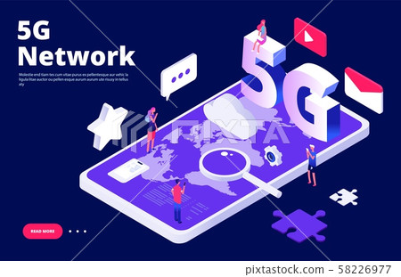 5g network concept. Global 5G wireless Internet landing page 58226977