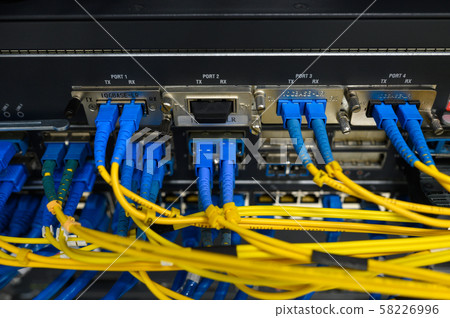 Network core switch front panel with fiber optics Network core switch front panel with fiber optics 58226996