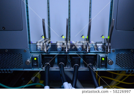 Network device back panel with power cord cables Network device back panel with power cord cables 58226997