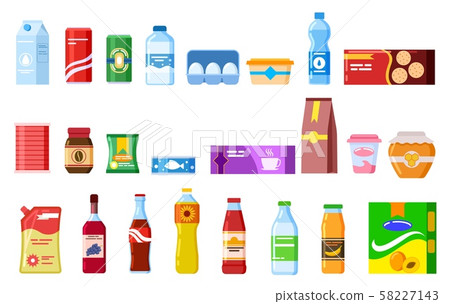 Snack products. Biscuit water juice biscuits cola ketchup yogurt coffee soup. Packed cooking product 58227143