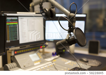 Microphone modern radio station broadcasting studio 58228845