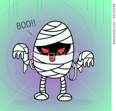EGG MONSTER MUMMY CHARACTER VECTOR.ILLUSTRATION EGG MONSTER MUMMY CHARACTER VECTOR.ILLUSTRATION 58229194