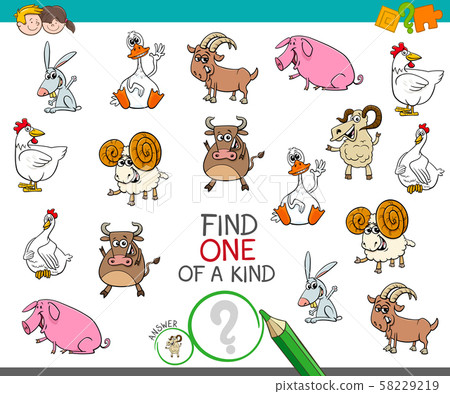 one of a kind game with funny farm animal 58229219