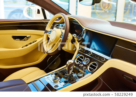 Luxury car interior details. Shallow DOF selective focus. 58229249
