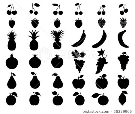 Black silhouettes of fruit, vector icon set for web and mobile 58229966