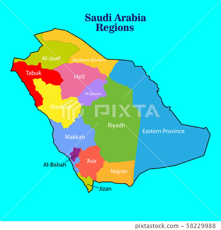 Vector map of Saudi Arabia with regions 스톡일러스트 PIXTA