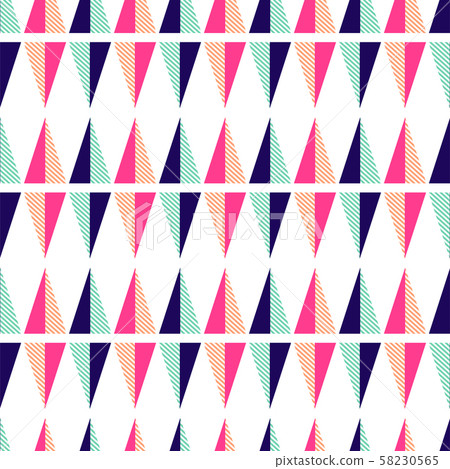 Seamless pattern with geometric triangle shapes. Bright colors pink and mint texture. 58230565