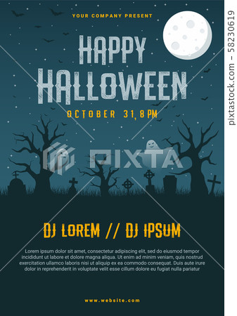 Happy halloween business flyer design template, vector illustration Happy halloween business flyer design template, vector illustration 58230619