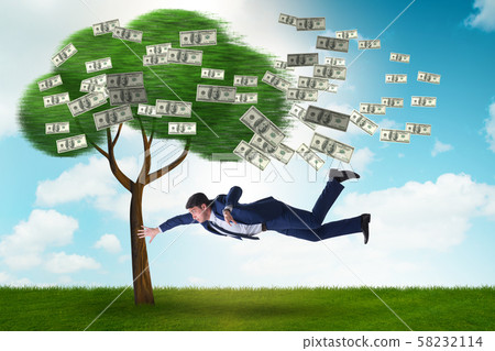 Businessman Blown Away From The Money Tree 照片素材 圖片 58232114 Pixta圖庫