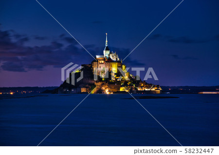 World heritage night view of Mont Saint Michel World heritage night view of Mont Saint Michel 58232447