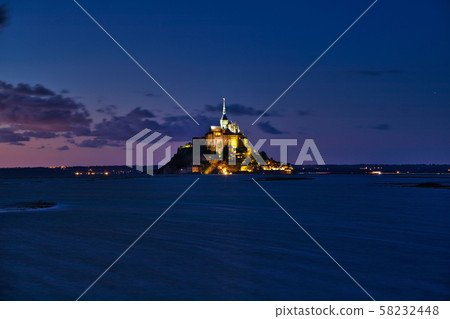 World heritage night view of Mont Saint Michel World heritage night view of Mont Saint Michel 58232448