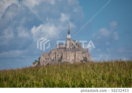 Mont Saint-Michel, a world heritage across the field 58232453