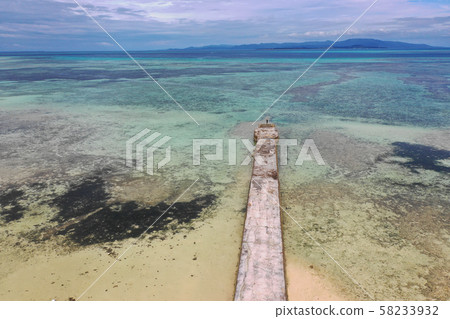 Aerial view of Taketomi Island West Pier coast Aerial view of Taketomi Island West Pier coast 58233932