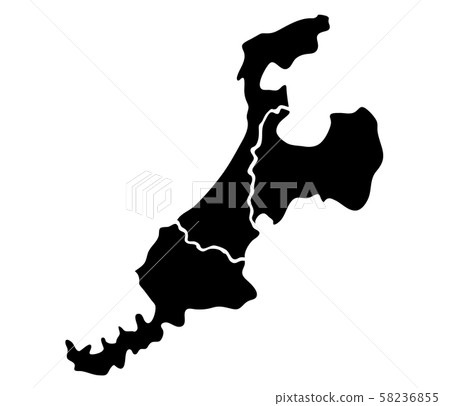 Hokuriku deformed map map silhouette illustration 58236855