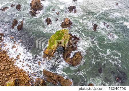 Aerial view of the Crohy Head Sea Arch, County Donegal - Ireland 58240708