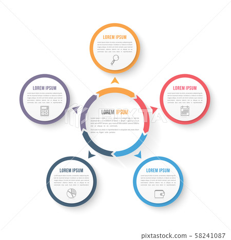 Circle Infographic Template with Three Elements 58241087