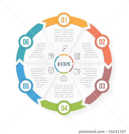 Circle Infographic Template with Six Elements 58241107