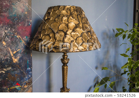 Handmade table lamp with bronze floor lamp. Handmade table lamp with bronze floor lamp. 58241526