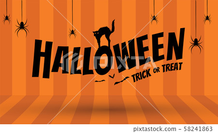 Happy Halloween text banner on stripe room, Vector Happy Halloween text banner on stripe room, Vector 58241863