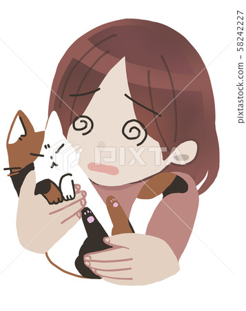 Cat and woman troubled 58242227