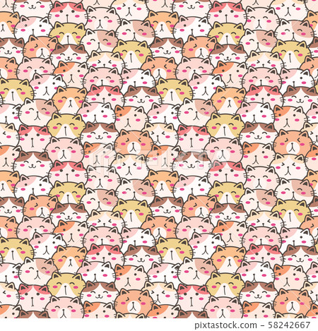 Cute cat seamless pattern background. Vector illustration. Cute cat seamless pattern background. Vector illustration. 58242667