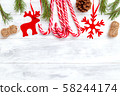 Christmas composition. Christmas decoration on wooden background. Copy space 58244174