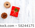 Christmas composition. Christmas decoration on wooden background 58244175