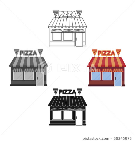 Pizzeria icon in cartoon,black style isolated on white background. Pizza and pizzeria symbol stock 58245975