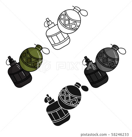 Paintball hand grenade icon in cartoon,black style isolated on white background. Paintball symbol 58246233