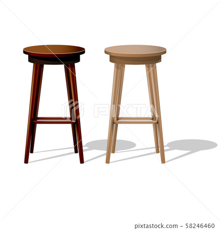 Bar wooden stool isolated on white - stand up show Bar wooden stool isolated on white - stand up show 58246460